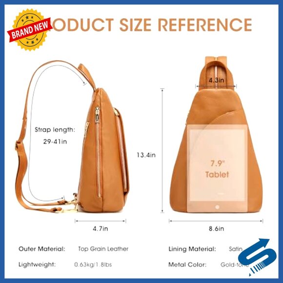 Top Grain Leather Crossbody Sling Bag with RFID Blocking Travel Backpack main image 7
